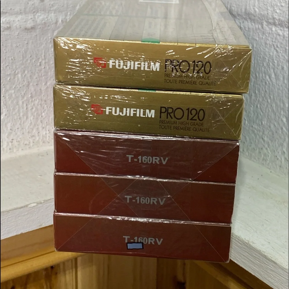 Vintage New in Package Five VHS Blank Video Tapes Fujifilm and TDK